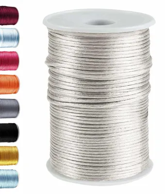 90m Satinschnur Ø2mm, 100% Polyester hellgrau