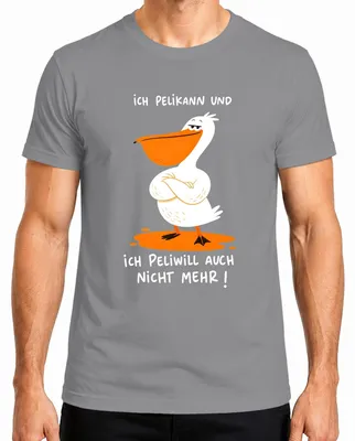 Zdjęcie produktu dla Koszulka męska "Ich Pelikann und ich Peliwill", model "Statement", kolor: szary, rozmiar: L