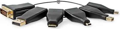 Produktbild von Nedis HDMI -Adapter - DisplayPort Stecker / DVI-D 24+1-Pin Stecker / HDMI Micro Stecker / HDMI Mini Stecker / Mini DisplayPort Stecker / USB-C Stecker - HDMI Ausgang - Vergoldet - Gerade
