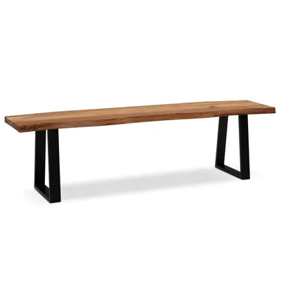 Produktbild von Esszimmerbank 140x40x45,5 cm Akazie Massivholz / Metall mit Baumkante, Esstischbank Holzbank Massiv ohne Lehne, Küchenbank Essbank Modern, Sitzbank Esszimmer Klein