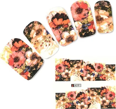 Produktbild von Tattoo Nail Blumen Blätter Aufkleber Nagel Sticker
