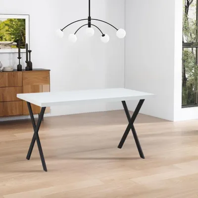 Immagine prodotto di Tavolo fisso rettangolare Brayn colore bianco 139x80x76H gambe in metallo nero