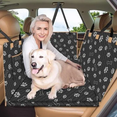 Produktbild von Hundedecke für den Rücksitz mit harten Boden, universelle Hundebeinstützungen für den Rücksitz, wasserdicht, kratzfest, Hundeaufnahmestuhl, Rücksitz, schwarze Hundespuren