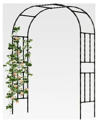 Produktbild von Metallrosenbogen, stabiler Gartenbogen mit 20 mm verstärkten verzinkten Stahlrohren, rostfrei – 150x240x40 cm – ideal als Rankhilfe für Kletterpflanzen