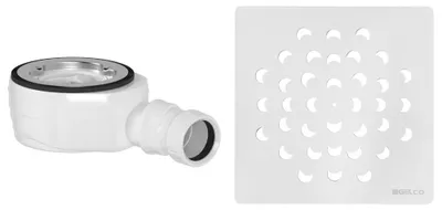 Imagen del producto de Sifón para platos de ducha Gelco, diámetro de conexión 90 mm, DN40, color blanco, con tapa