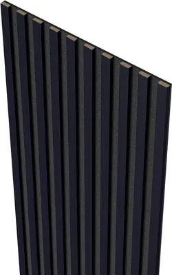 Produktbild von MEBANO. Akustikpaneele Holz 240 x 53 cm, Farbe: Indigo Blau Wandpaneele, Holzpaneele Wand, Moderne Lamellenwand auf Filz, MDF Wandverkleidung