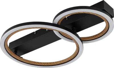 Image de Plafonnier LED, aspect bois, noir, L 44 cm