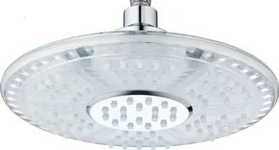 Immagine prodotto di Schütte LED Soffione GALAXIS grande design piatto a temperatura controllata cambio luce snodo sferico cromo/trasparente 60981