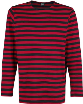 Produktbild von Urban Classics Langarmshirt Herren Regular Stripe Longlseeve rot/schwarz M