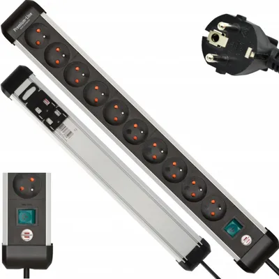 Productafbeelding van brennenstuhl Stroomverlengsnoer Premium-Alu-Line met 10 stopcontacten, 3 meter; artikelnummer 1391034000