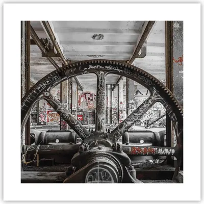 Produktbild von Poster - Poster ohne Rahmen - Maschine Industrie Graffiti - 40x40 cm - Wand Bild - Wanddeko - Wandbilder - Kunstposter - Wandposter - Bilder - Kunstdruck - Wanddekoration - Wandbild - P2XAC40x40-4304
