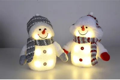 Produktbild von 8x Schneemann mit 6 LED warmweiß Weihnachtsdeko Winterdeko beleuchtete Dekofigur batteriebetrieben stimmungsvolle Lichtdeko für Innenräume