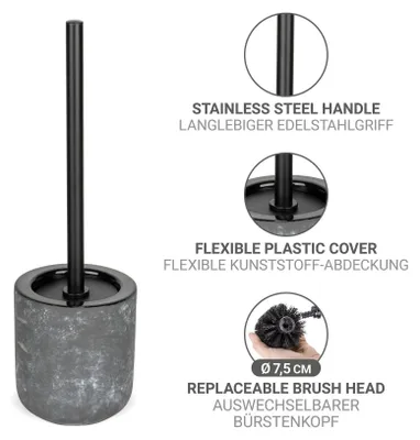 Productafbeelding van WENKO Sacile, Toiletborstel met houder, Grijs, Keramiek, RVS, 115 mm, 115 mm