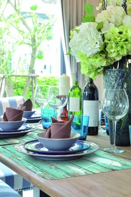 Produktbild von d-c-fix Tischset Rio Carpe Diem, Rechteck, Blau, Weiß, Muster, Textmuster, 290 mm, 440 mm