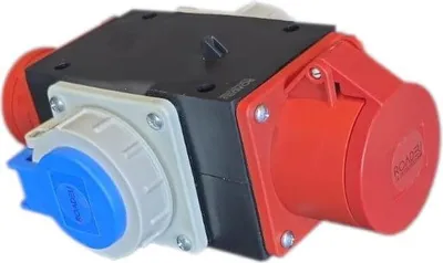 Produktbild von RoadEu - Stromverteiler mit CEE und  Schuko Ausgängen, 16A, 5P - Mobilverteiler IP44 - 5-poliger CEE-Stecker und -Dose Energieverteiler