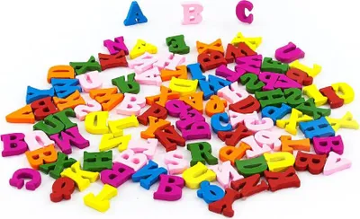 Produktbild von Oblique Unique ABC Holz Spielzeug Buchstaben Alphabet Deko ca. 100 Teile - bunt