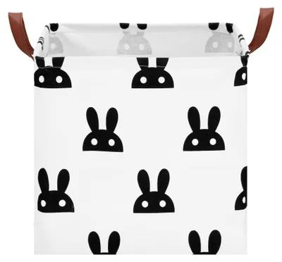 Produktbild von SPRINGOS Wäschesammler 33 x 33 cm Tasche mit Henkel Kaninchenmuster Spielzeugtasche