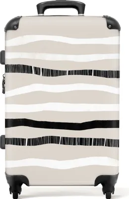 Produktbild von NoBoringSuitcases.com® Großer Koffer - Schwarz - Weiß - Beige - Abstrakt - Kombinationsschloss TSA - Hartschalen Trolley 4 Rollen - 72 liter - Reisekoffer - 66 cmKoffer Mittelgroß 67x43x25 cm, 72L,