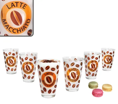 Produktbild von 6er Set Cremona Latte Macchiato Gläser 240ml orange Kaffee