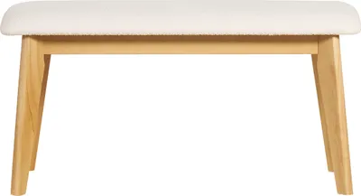 Produktbild von Miliboo - Skandinavische Bank aus weißem Stoff mit Bouclé-Wolleffekt und hellem Holz B92 cm ELION