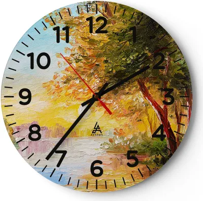 Produktbild von Wanduhr - Rund - Glasuhr - natur natur - 40x40cm - Schleichendes Uhrwerk - Lautlos - zum Aufhängen bereit - Dekoration Modern - Wanddekoration aus Glas - C4AR40x40-3445