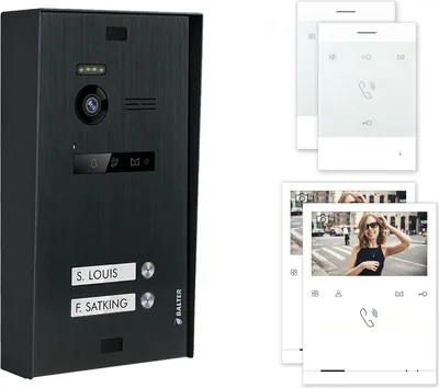 Produktbild von BALTER EVO Aufputz Schwarz 2-Draht BUS Talk + 4.3" Quick Türsprechanlage Set für 2 Familienhaus
