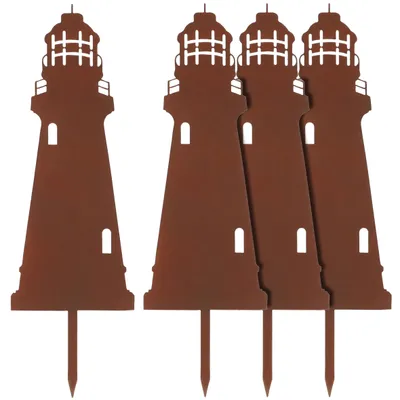 Produktbild von 2.06 Gartenstecker LEUCHTTURM im 4er Set - jeweils ca. 32 cm - Garten Deko in Rost Optik (4 Stück)