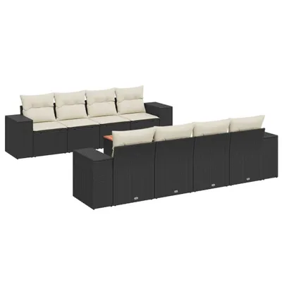 Produktbild von vidaXL 9-tlg. Garten-Sofagarnitur mit Kissen Schwarz Poly Rattan