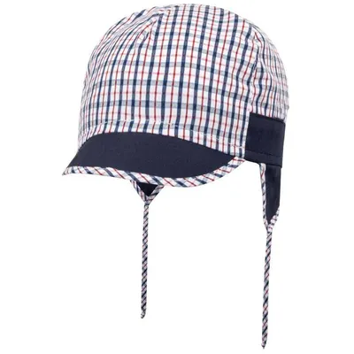 Produktbild von Jungen Babymütze Bindemütze Schirmmütze Sommermütze, Gr. 44, Dunkelblau-Rot