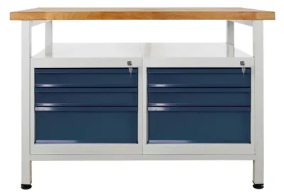Produktbild von ADB Werkbank lichtgrau, anthrazitgrau 6 Schubladen 120,0 x 60,0 x 84,0 cm