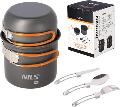 Image de Set de 2 casseroles et couverts de camping NILS Camp NC1704