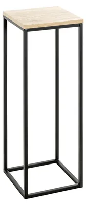 Blumensäule Eiche natur, schwarz, MDF/Metall, 23x67x23 cm