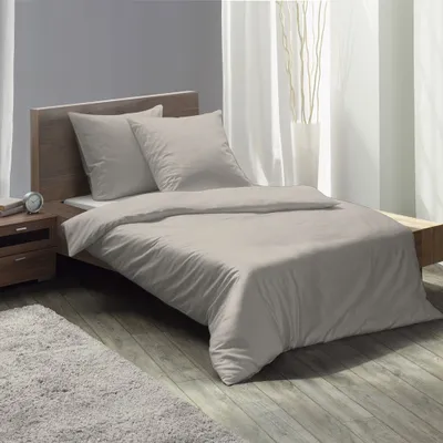 Produktbild von Fleuresse gewebte Flanell Uni Bettwäsche Lech grau 135x200 cm + 80x80 cm