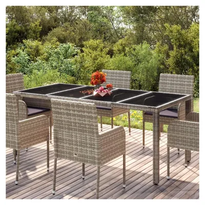 Produktbild von Gartentisch mit Glasplatte Grau 190x90x75 cm