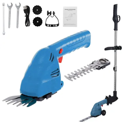 Produktbild von Heckenschere Kabellos, 2 in 1 Kleine Heckenschere & Akku-Grasschere, Hand-Rasentrimmer mit USB-Ladegerät, Leichte Gartentrimmer Kabellos für Hinterhof