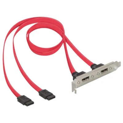 Produktbild von DeLOCK Slotbracket 2x internal SATA > 2x eSATA external, eSATA, 2 x SATA 7-pin