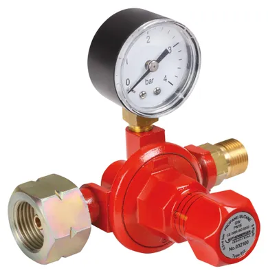 Propaandrukregler mit Manometer, 0,5-4 bar, stufenlos