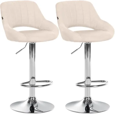 Produktbild von CLP 2er Set Barhocker Milet Stoffbezüge höhenverstellbar drehbar mit Rückenlehnen creme Material Gestell Metall in Chromoptik
