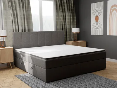 Obrázek produktu pro Postel FEDVE boxspring Ložnicová postel GANDIA se 2 zásuvkami, manželská postel s matrací Bonell a topperem 180x200