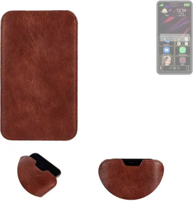 Produktbild von K-S-Trade Schutzhülle Handyhülle kompatibel mit Bea-fon M6s Handytasche Kunstleder Sleeve in braun