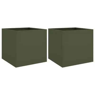 Two identical green cube-shaped planters are shown against a white background.
