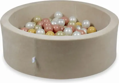 Produktbild von Trockenbecken 90x30cm Velvet Soft Beige mit 200 Bällen: Hellgold, Perlmutt, Beige, Roségold
