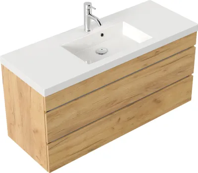 Produktbild von Badmöbel GENEVA 120 SoftClose eiche gold mit grifflosen Schubladen : Eiche Gold