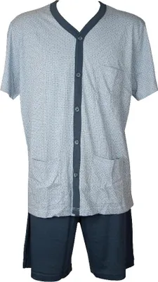 Immagine prodotto di Pigiama uomo RAGNO cotone estivo maglia aperta con bottoni e pantalone corto elastico in vita articolo U651NG, Taglia 56, Cotone 100%