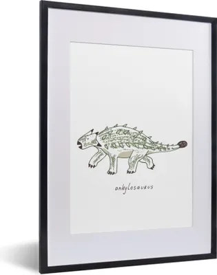 Produktbild von MuchoWow® Gerahmtes Poster Kinderzimmer - Dinosaurier - Ankylosaurus - Jungen - Mädchen - Kind 30x40 cm - Poster mit Schwarzem Bilderrahmen Wandposter Rahmen Foto Bilder - Wandposter Schlafzimmer