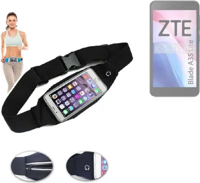 Produktbild von K-S-Trade Jogging-Armband kompatibel mit ZTE Blade A35 Lite Gürteltasche Umhängetasche Bauchtasche schwarz Sport Running Jogging Fitness Laufen