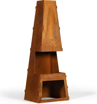 Produktbild von Outdoor Kamin modern, Feuerstelle, Kaminstelle, Feuerkorb, Rost, Edelrost, Garten, Terrasse - Deko