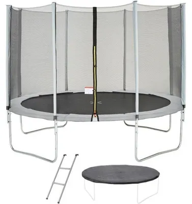 Produktbild von Trampolin Ø 360 cm, Grau, KANGUI Maxi Eco, mit Sicherheitsnetz, Leiter und Schutzabdeckung