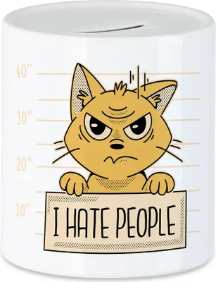 Produktbild von I hate People Spardose Katze Morgenmuffel Lustig Schlechte Laune Katzenliebhaberin