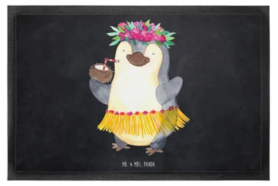 Produktbild von Mr. & Mrs. Panda Schmutzmatte Pinguin Kokosnuss 60 x 90 cm - Kreidetafel - Geschenk, Bodenvorleger, Fussmatte, Hawaii, Erholt, Urlaub, Gummimatte, fußmatte, Abtreter